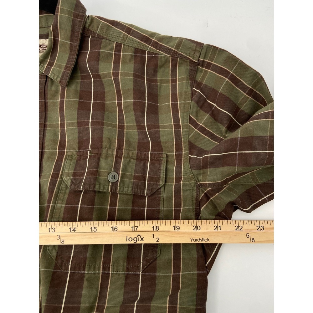 LL Bean Katahdin Iron Works Shirt Men Medium Green Plaid Work Camp Vintage - Picture 4 of 7